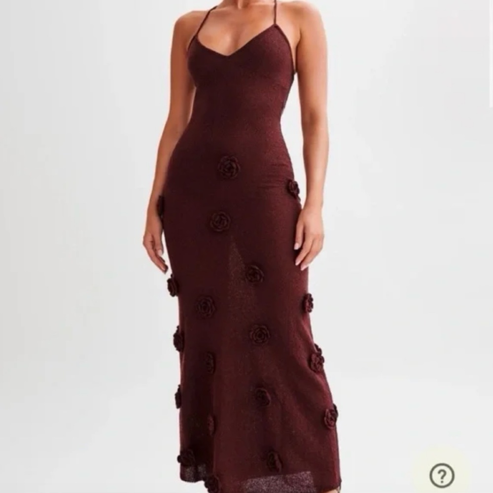 Meshki Suki Crochet Maxi Dress Plum - Size Small